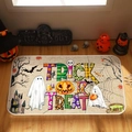 Halloween pumpkin floor mat with Trick or Treat text on a burlap texture surface - Pumpkin-02