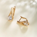 Elegant gold U-shaped hoop earrings featuring a brilliant round-cut clear zircon stone - Gold U-Hoop / Gold
