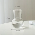 Minimalist clear glass vase with a round base and slim neck, height 17cm for home decor - Height 17cm/Diameter 8.5cm / Minimalist Vase - Transparent
