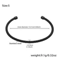 Bracciale a molla aperto minimalista in acciaio inossidabile nero con cappucci terminali - Design a Molla a Spirale Aperto (Z161) - Taglia S / Nero