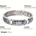 Silver stainless steel magnetic bracelet for couples with specific size dimensions and magnets - Pure Titanium Natural Color Full Magnetic