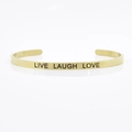 4mm gold stainless steel cuff bracelet engraved with Live Laugh Love in black - LIVE LAUGH LOVE