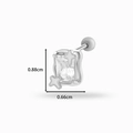 Silver star and square zircon stud earring for cartilage piercing, 0.88cm height - White Star Silver Base (0165-1# Silver White)