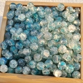 Blue and silver ice-crackled glass beads for jewelry making in a wooden box - M76# Blue Grey [8MM Water Dyed]