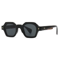 Occhiali da sole geometrici neri con montatura spessa e rivetti in stile retrò chic - Montatura Nera Stanghetta Tartarugata