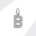 Sparkling S925 sterling silver letter B pendant with micro-paved cubic zirconia - White Gold (Letter B)