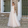 Vestido de novia bohemio con encaje marfil, hombros caídos y falda evasé de tul - S (US 2) / Marfil