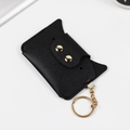 Porte-cartes chat noir mignon avec boutons dorés et porte-clés métallique - Noir