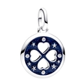 Silberner Anhänger mit blau glitzerndem Emaille- und funkelndem Kleeblatt-Design - Dunkelblauer Emaille Kleeblatt Anhänger (033)