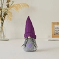 Knitted gnome plush doll with purple hat and heart decoration for home shelf decor - Lavender Purple Female