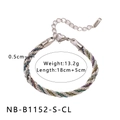 Bracelet torsadé en acier inoxydable argenté avec détails colorés et rallonge - Bracelet Chaîne Torsadée Bicolore Argent Multicolore (NB-B1152-S-CL)