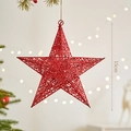 15cm red glitter star ornament with iron frame for Christmas tree decoration - 15CM / Red