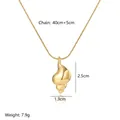 18k gold plated conch shell pendant necklace with snake chain and dimensions info - Conch Pendant