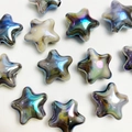 DIY colorful gradient UV plated star beads with iridescent purple and blue hues for jewelry - Black