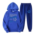 Survêtement en polaire bleu roi avec imprimé Tulum Mexico, sweat à capuche et jogging - L / Haut Et Bas / Bleu Royal (Style 68)