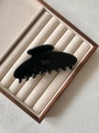 Elegante pinza para el pelo de acetato negro con texto dorado Barrette La France en estuche - Negro Clásico - Cabeza Redonda 8 Dientes