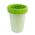 Portable pet paw cleaner cup with green silicone lid and translucent body for dogs and cats - Green