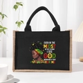 Black jute tote bag featuring a black woman portrait and inspirational typography - Black Graphic 5