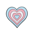 Transgender pride heart enamel pin with pink, blue, and white gradient stripes - Concentric Heart Style (XZ9557)