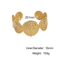 Polished 18k gold plated stainless steel open cuff bracelet with woven texture - Gold