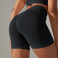 Nahtlose schwarze Yoga-Shorts mit hoher Taille, Bauchkontrolle und Formeffekt - S / Schwarz
