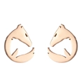 Minimalist rose gold stainless steel horse head stud earrings for women in a pair - Horse Head / Rose Gold