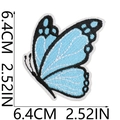 Close-up of blue and white butterfly embroidery patch showing 6.4cm size measurements - No. 48 (Blue and White Butterfly)