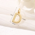 Polished 14K gold-plated letter D pendant for DIY necklaces, 13mm size with dimensions - Gold - Letter D
