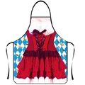 Unisex Oktoberfest apron with Bavarian dirndl design and beer mugs on a white background - Style 4/Red Dirndl Illustration