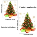 Detail view of Christmas tree and snowflake static window stickers with size specifications - JDT-A53