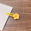Handmade sweet yellow cherry blossom hair clip with resin flower and metal base - 10# Light Yellow Frangipani