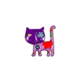 Spilla gatto viola in smalto con motivi floreali e occhi colorati per decorazione abiti - Viola