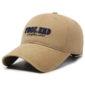 Gorra de béisbol de algodón caqui con bordado FBQE azul oscuro y acabado lavado - Ajustable / Caqui