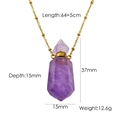 Natural amethyst hexagonal perfume bottle necklace with dimensions and gold chain specifications - Purple Crystal