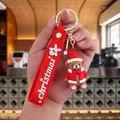Christmas bear PVC keychain with red silicone strap and gold metal ring 5.4x3.2cm - Christmas Bear-3