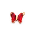 Butterfly charm pendant in golden stainless steel with red faceted crystal zircon - Scarlet