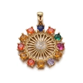 Gold-plated heart necklace featuring colorful zircon stones and star moon detail - Colorful Zirconia Heart(CX153-06) / Pendant Only (Without Chain)