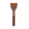 Flat tongue-shaped foundation brush with dark brown matte ergonomic handle - Coffee