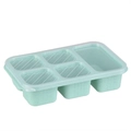 5-Fächer Weizenstroh-Lunchbox in Hellgrün mit transparentem Deckel und rutschfestem Boden - 5 Ebenen / Grün