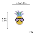 Embroidered pineapple patch with purple sunglasses and dimensions 4.1cm by 6.8cm - GZ-2773 With Adhesive Backing