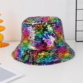 Rainbow sequin bucket hat for women with colorful glitter finish and foldable design - M (56-58cm) / Colorful Series
