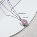 Collana in acciaio al titanio con ciondolo in zircone rosa a goccia e catena d argento 45cm - Rosa