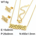 Conjunto de joyas Mama de acero titanio dorado con brillantes de imitación collar y pendientes - Juego de 2 Piezas Dorado (Collar+Pendientes)