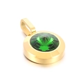 Pendente tondo minimalista in oro con una grande pietra di cristallo verde sfaccettata - Pietra Preziosa Verde Base Oro (KP100728-K)