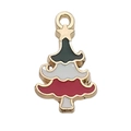 Christmas tree charm pendant in red and green enamel with golden metal star finish - Christmas Tree 12x19mm