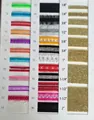 Catalogue détaillé montrant les largeurs et couleurs de rubans pour cadeaux DIY - Contacter le service client