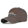 Casquette vintage en coton lavé café foncé avec broderie NYC marron et lettrage urbain - café / Réglable