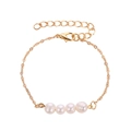 Bracciale a catena serpente dorata minimalista con quattro perle e chiusura a moschettone - Stile Quattro Perle Oro (11461)