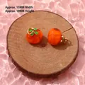 Handmade orange persimmon glass charm pendant with gold ring for DIY jewelry making - 12# Orange Yellow Round Persimmon