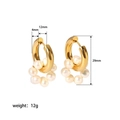 18K gold plated stainless steel hoop earrings with elegant white freshwater pearls - Surrounding Pearl Cluster Style (YYE023066)